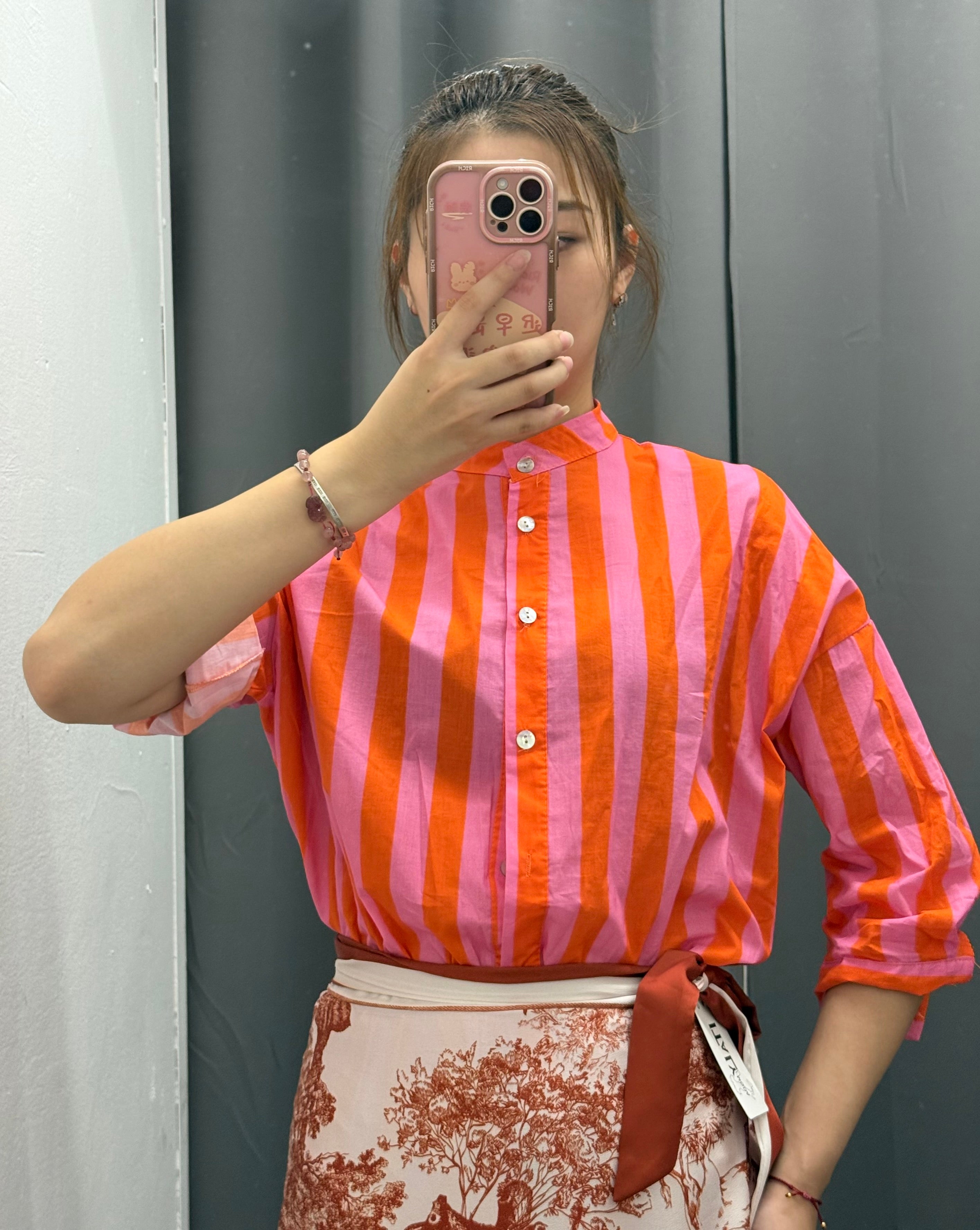 Camicia 100% Cotone Over Fit a Righe FGD MODA