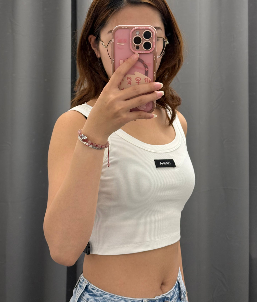 Canotta Crop a Costine in Cotone LUMINA FGD MODA