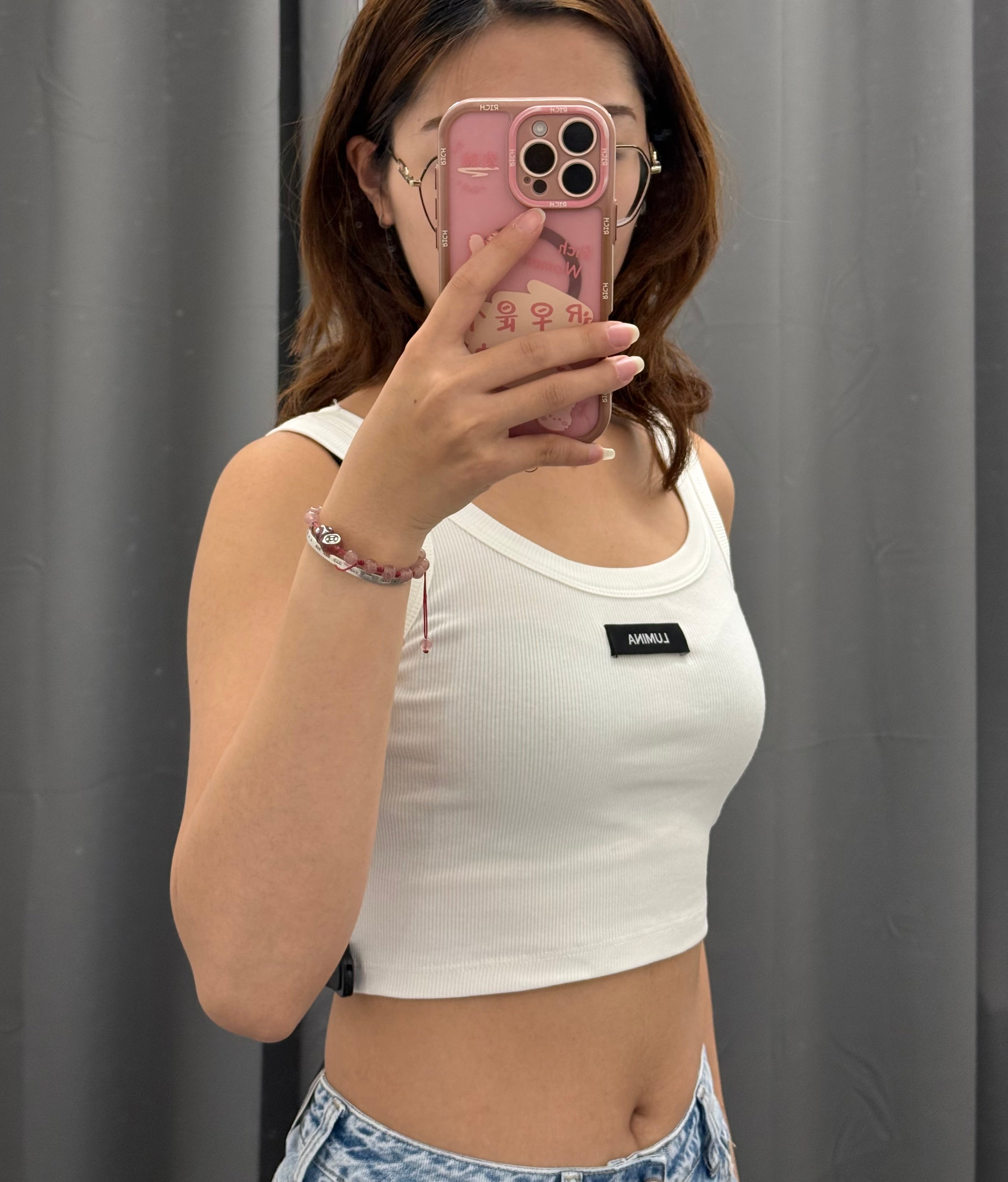 Canotta Crop a Costine in Cotone LUMINA FGD MODA