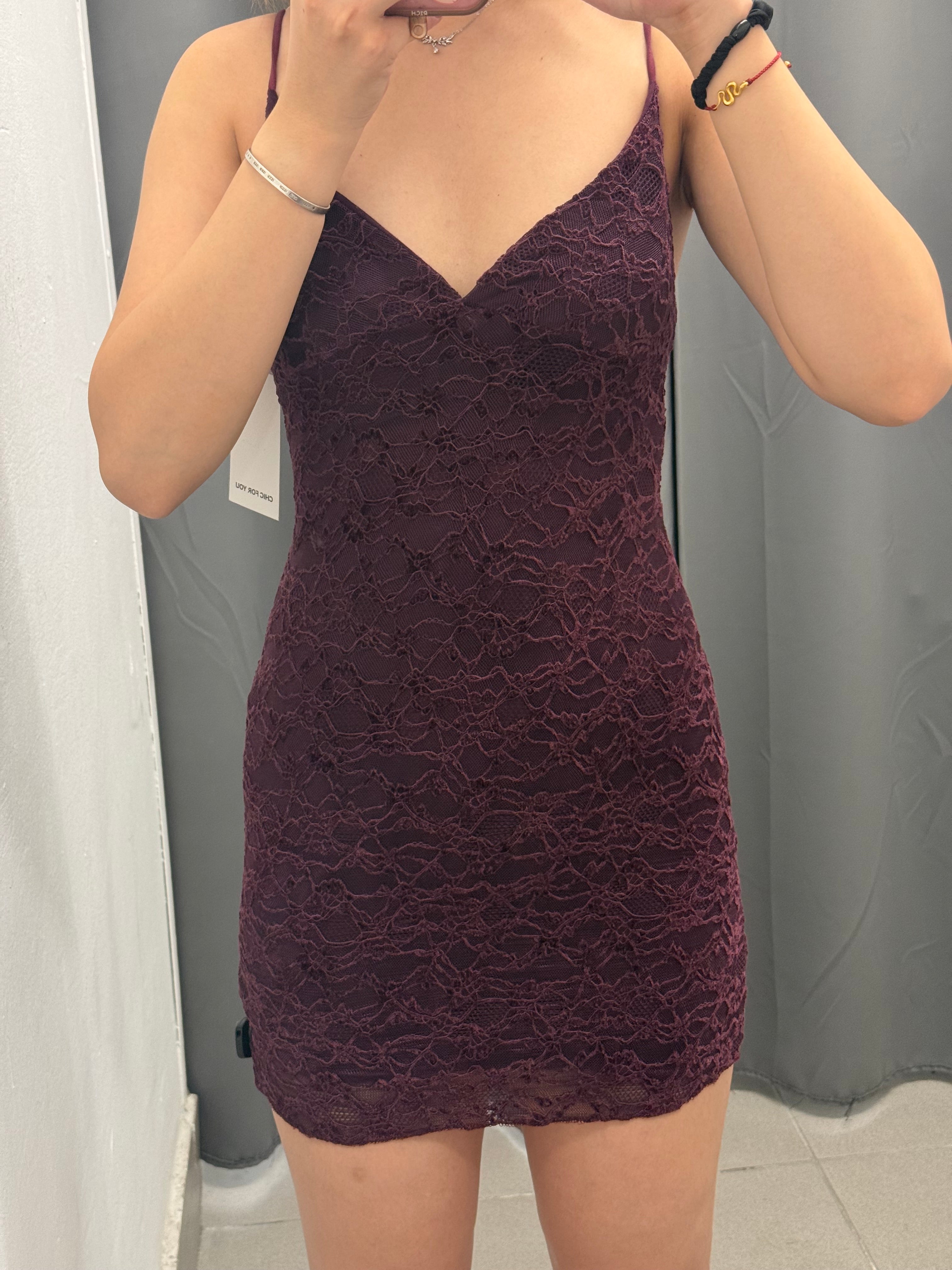 Abito Corto In Pizzo Con Spalline Regolabili FGD MODA