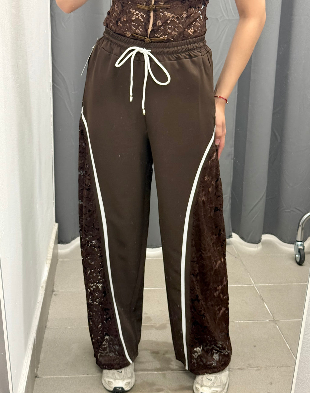 Pantaloni balloon con taglio in pizzo FGD MODA