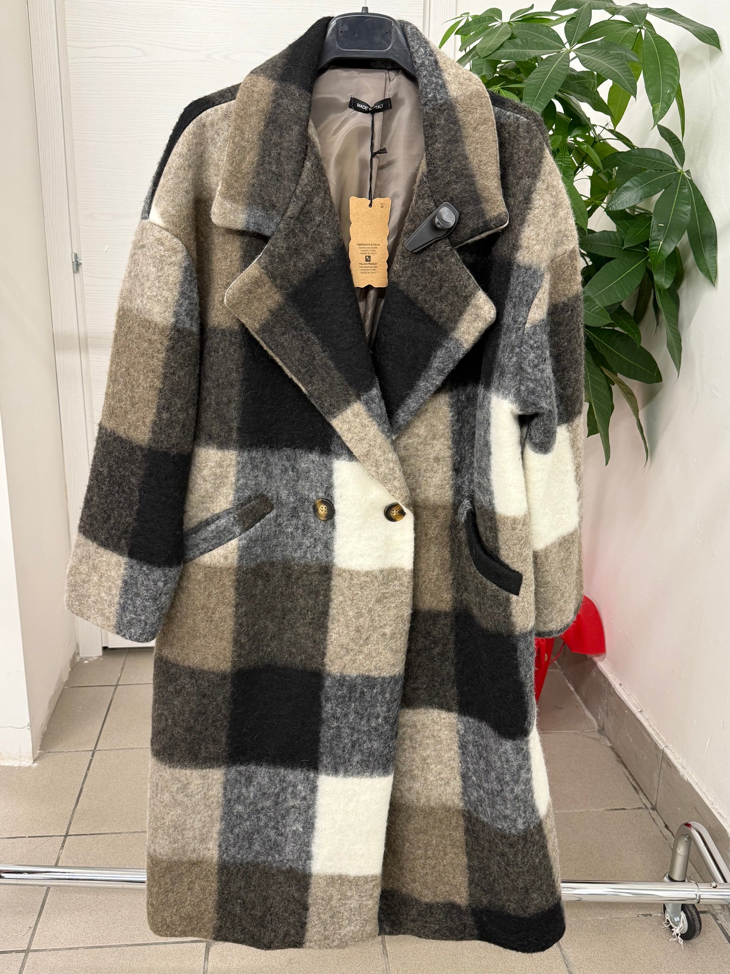 Cappotto lungo a quadri FGD MODA