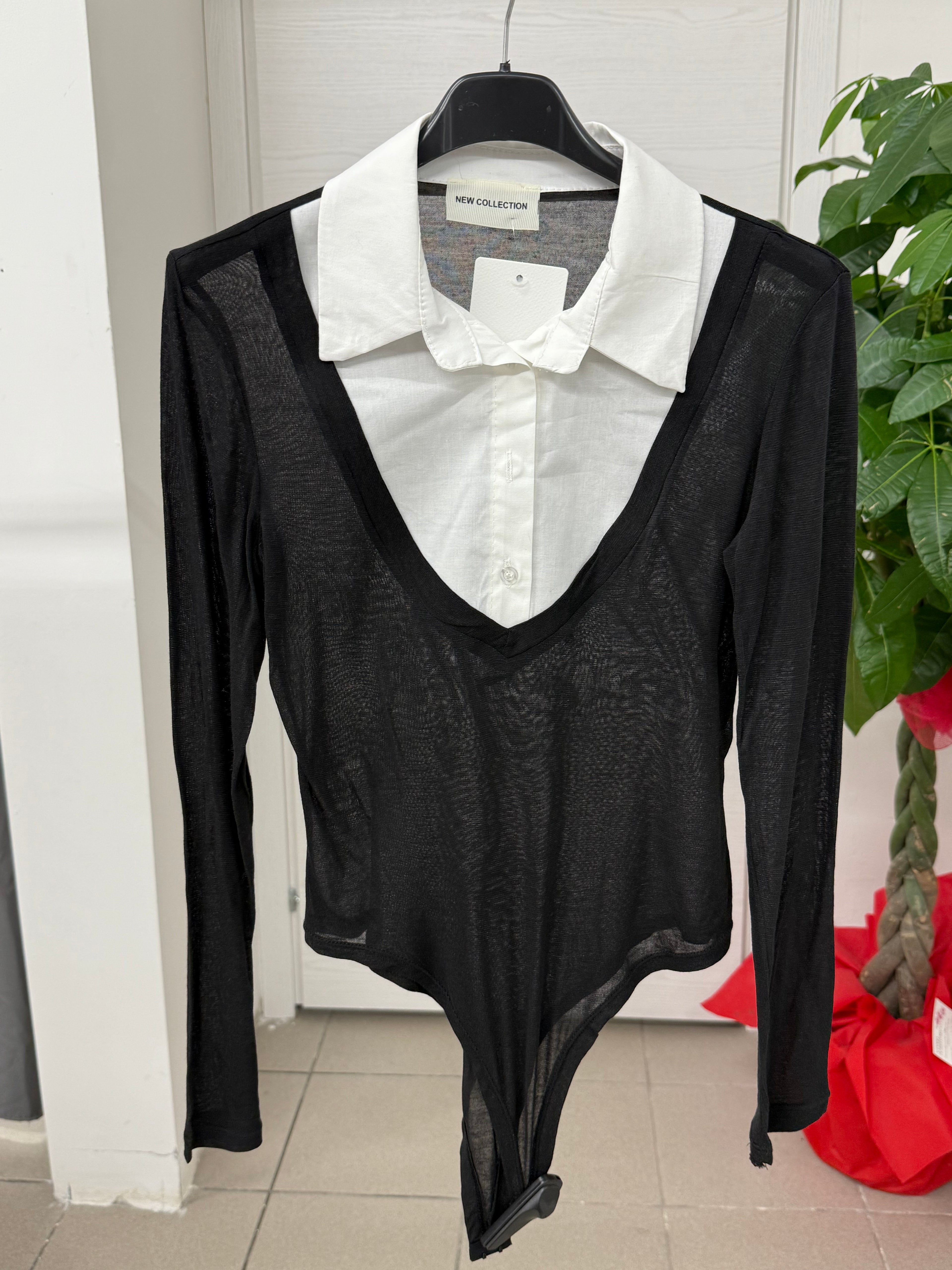 Body semitrasparente con finta camicia FGD MODA
