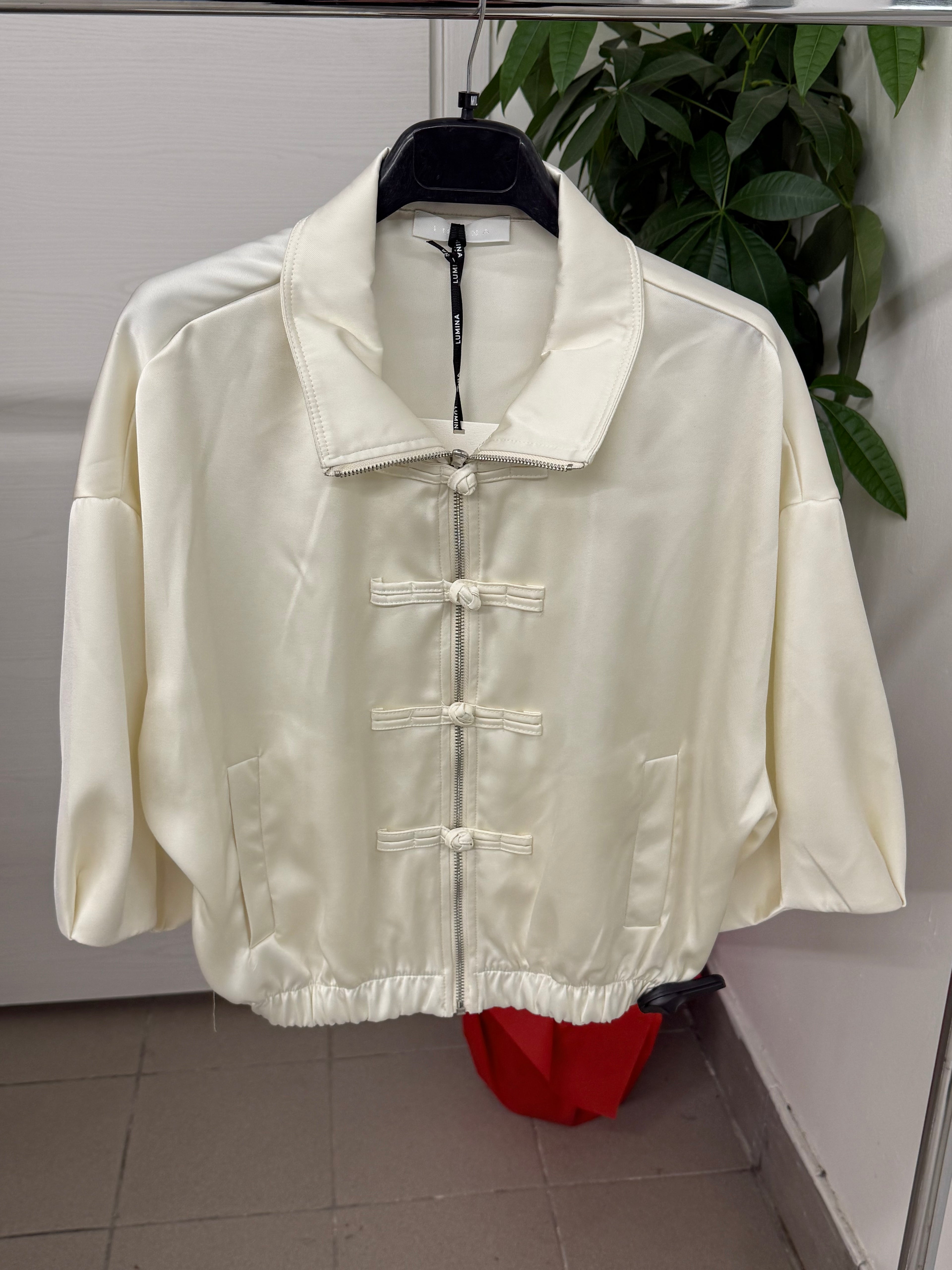 Giacca bomber effetto raso con 2 chiusure e tasche LUMINA FGD MODA