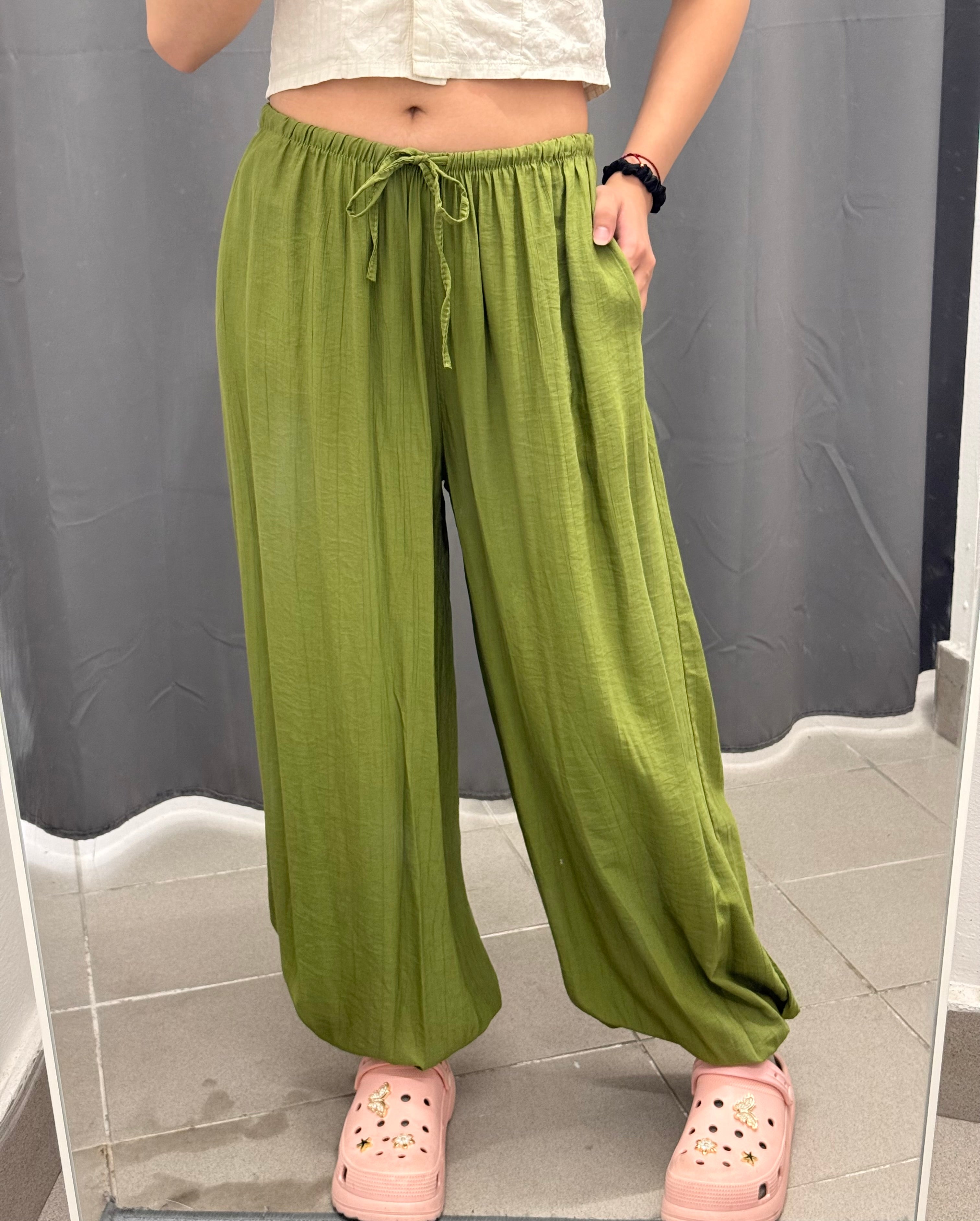 Pantaloni balloon in viscosa con polsini FGD MODA