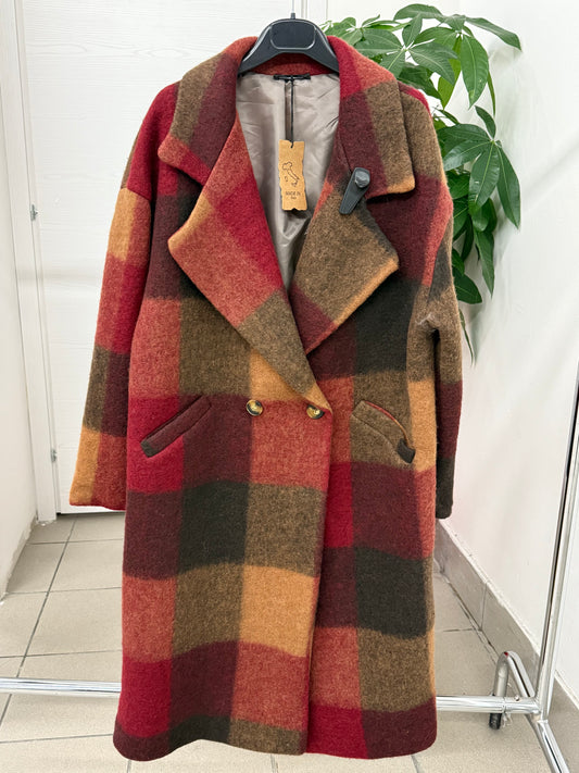 Cappotto lungo a quadri FGD MODA
