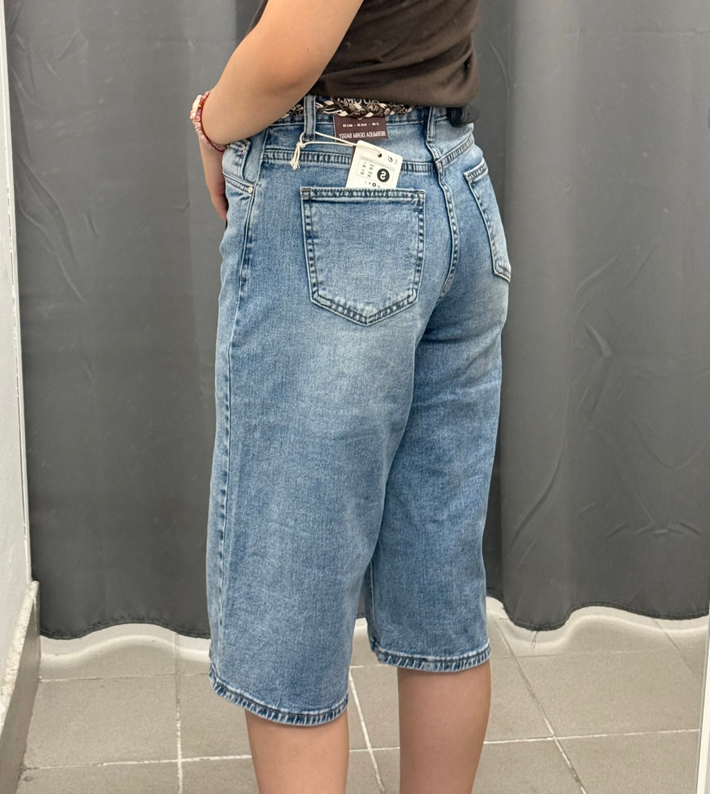 Bermuda di Jeans con Cinta a Foulard SJ1805 FGD MODA