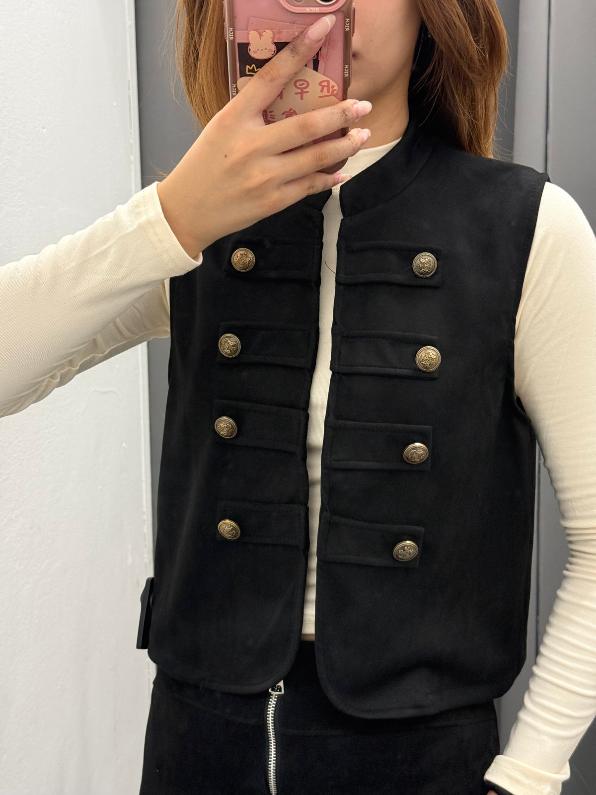 Gilet In Camoscio Stile Napoleonico Con Bottoni FGD MODA