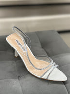 Décolleté sandalo trasparente con brillantini tacco 8cm A71-825 FGD MODA