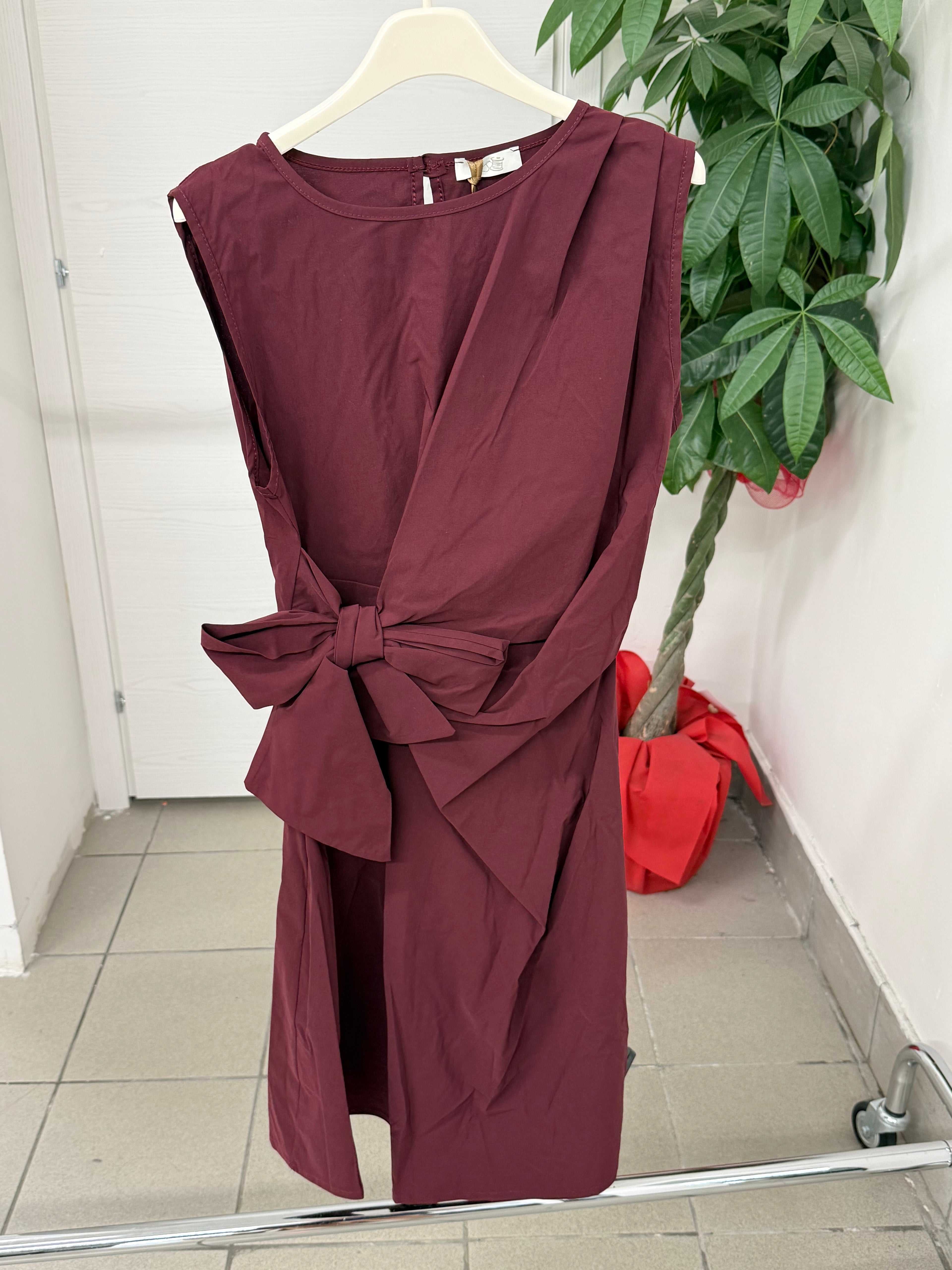 Abito Midi in Viscosa con Fiocco Laterale FGD MODA