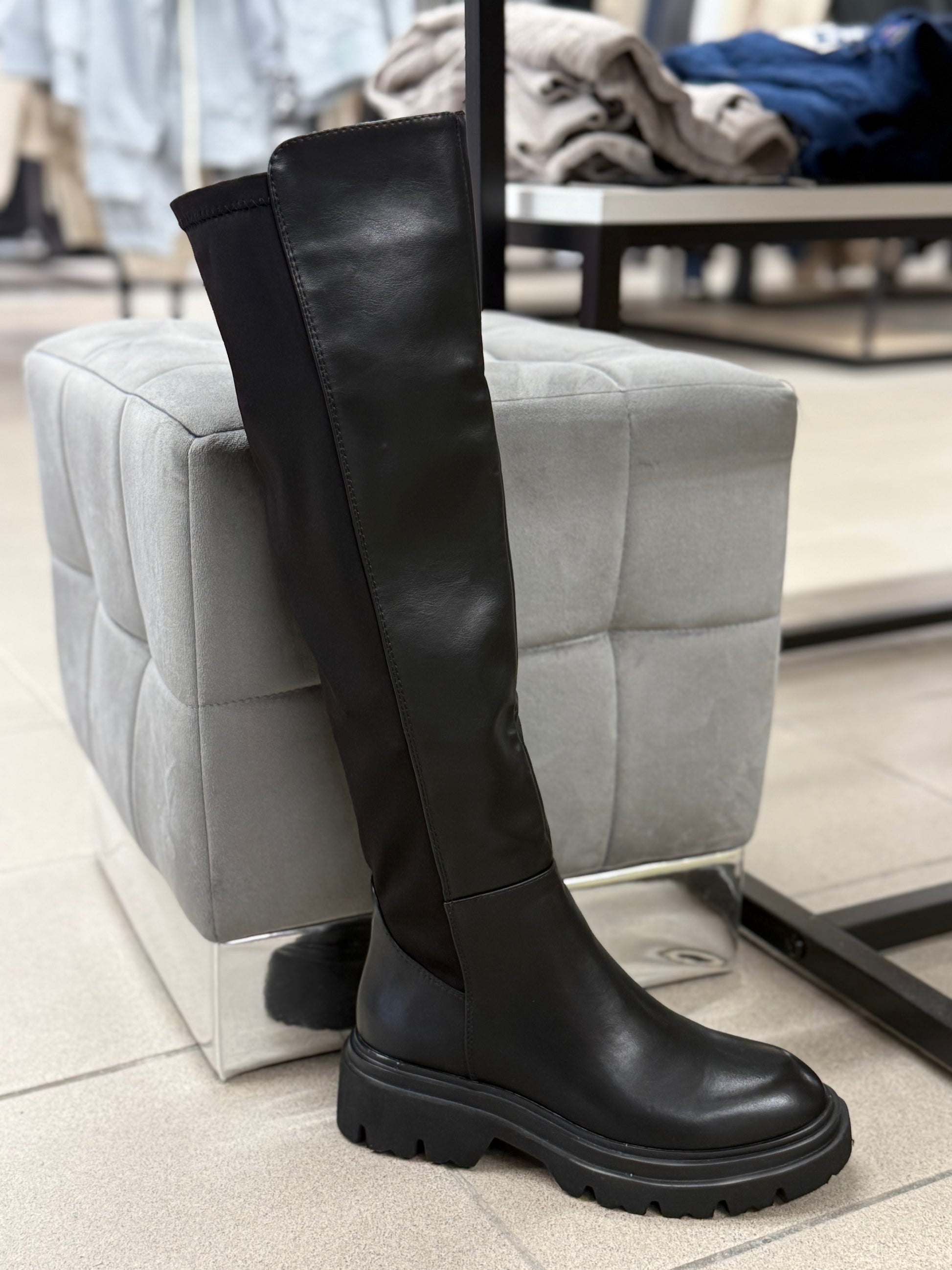 Stivali in ecopelle e nylon alti tacco 3cm FGD MODA