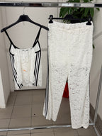 Set coordinato in pizzo Canotta e Pantaloni a palazzo con strisce laterali FGD MODA