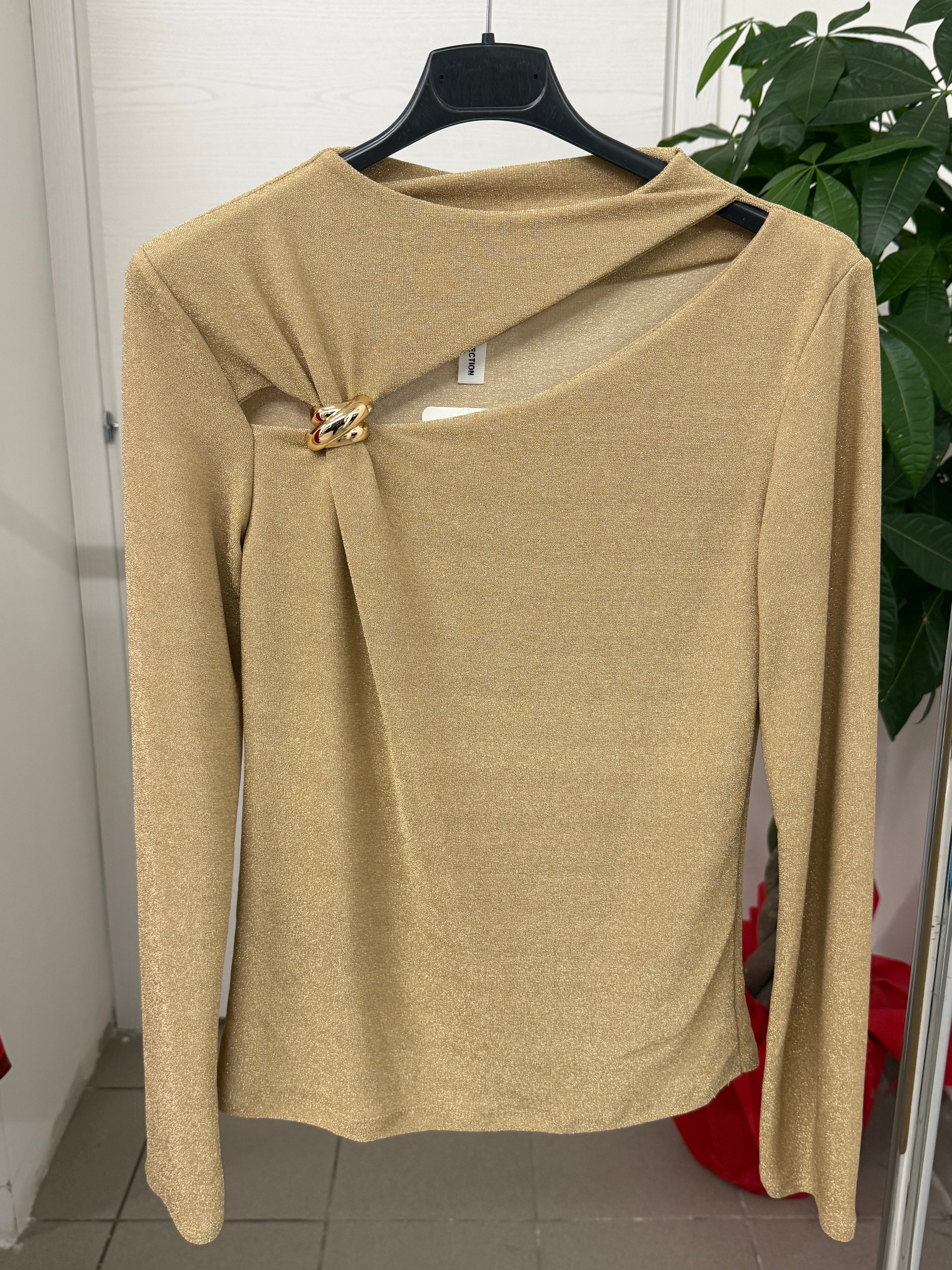 Maglietta brillantinata con gioiello FGD MODA