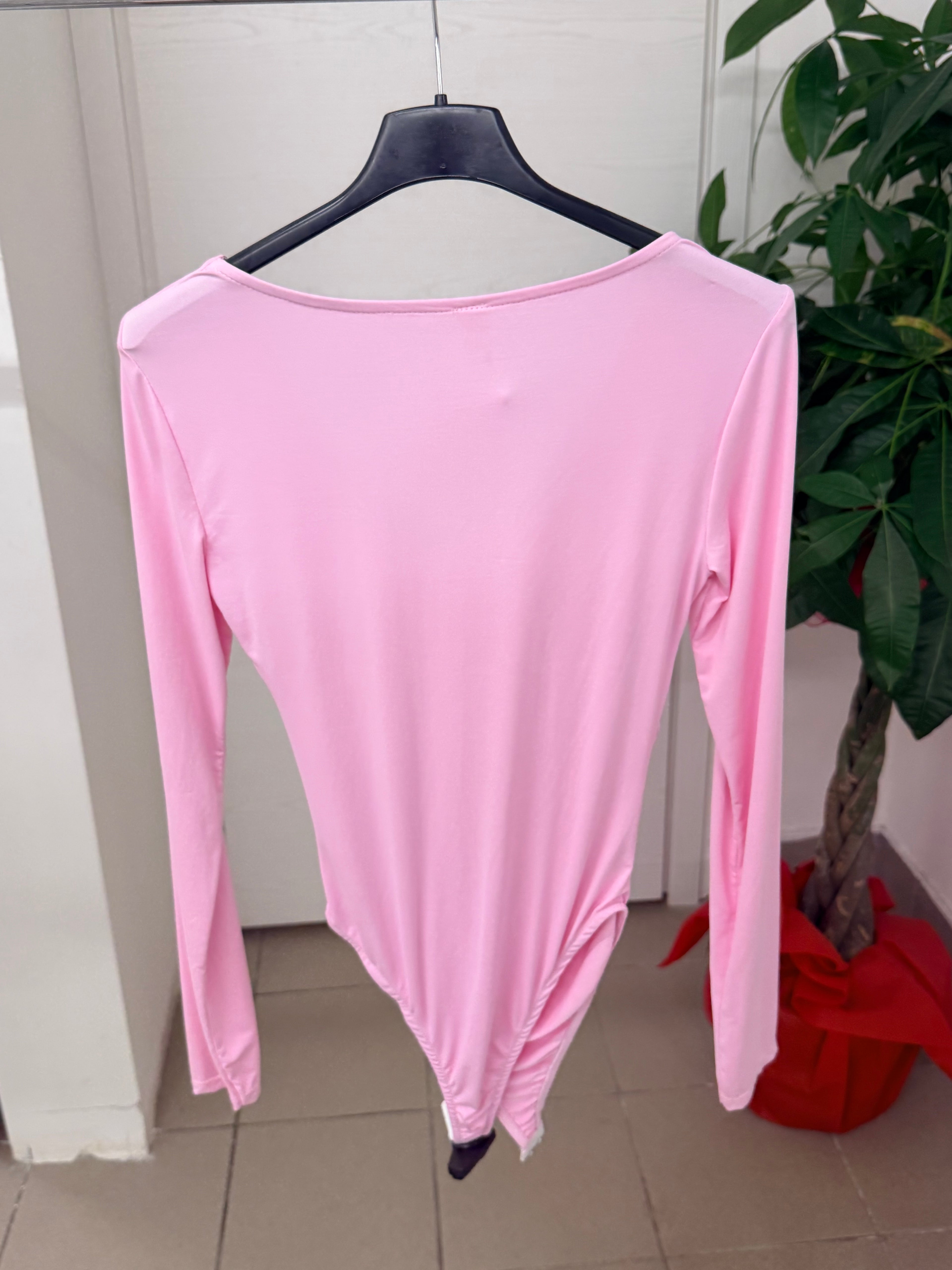 Body in lycra scollo a V con arricciatura sui lati FGD MODA