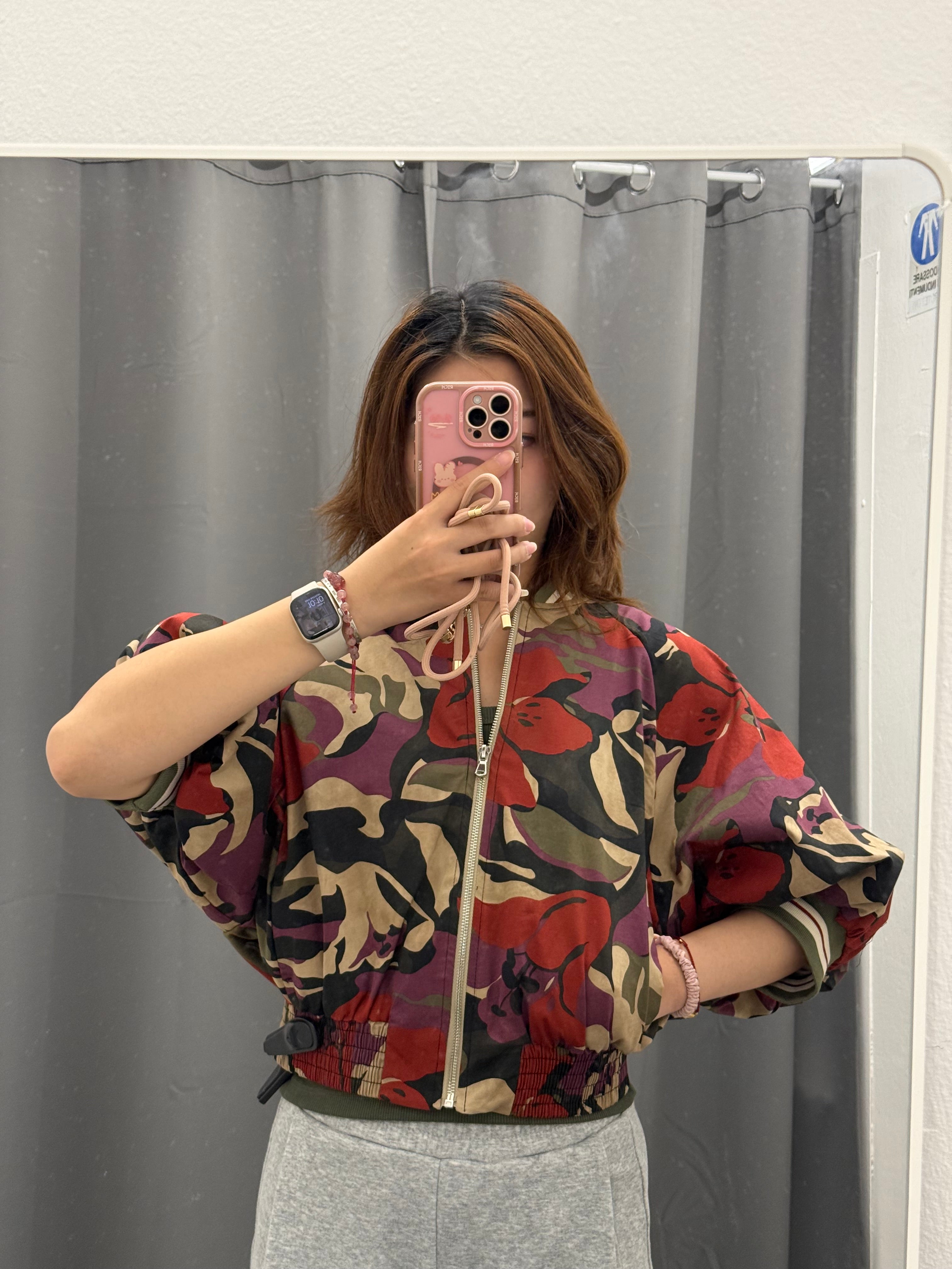Giacca bomber in cotone e viscosa con motivo mimetico LUMINA FGD MODA