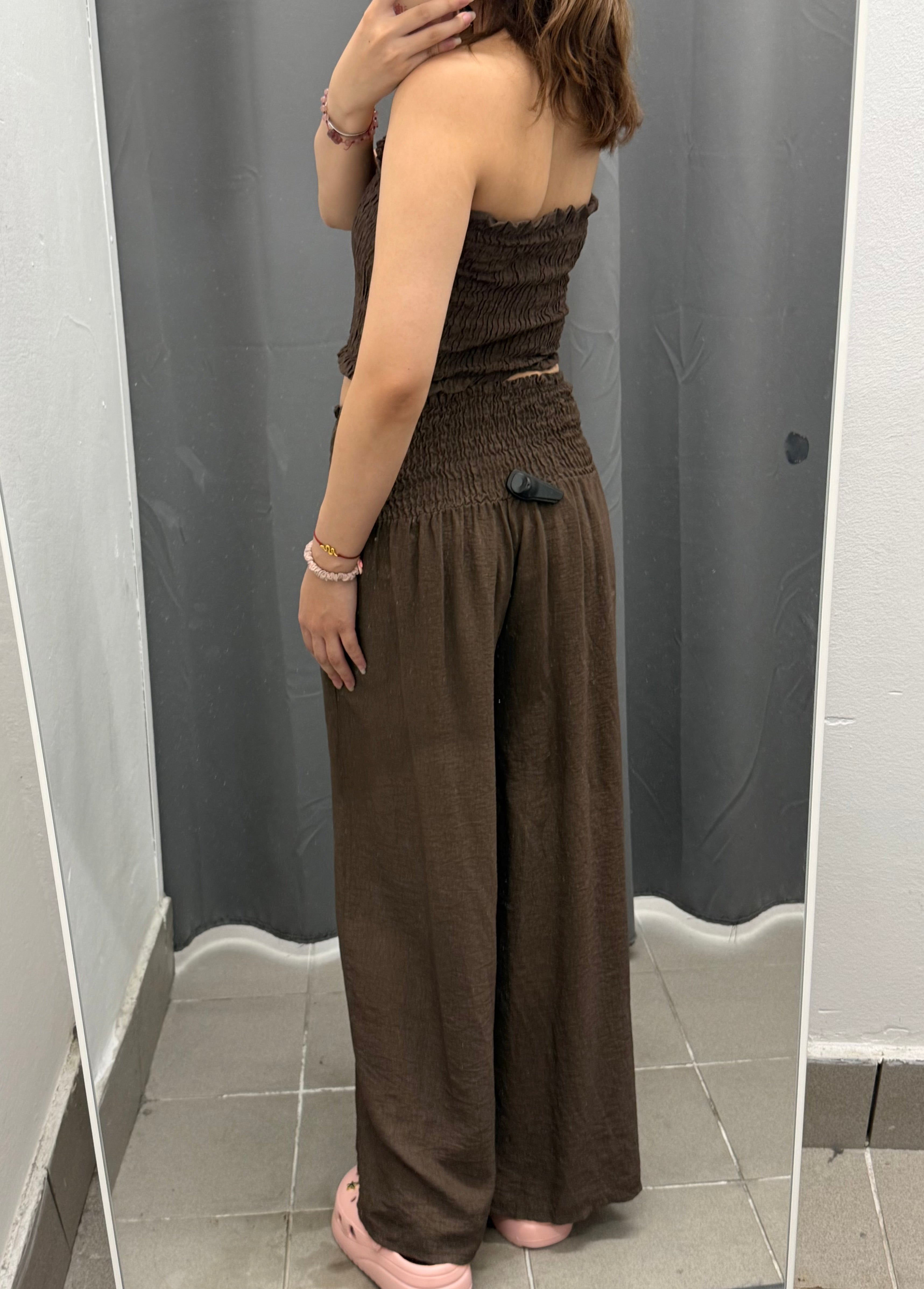 Set Coordinato Top Crop a Fascia e Pantaloni a Palazzo FGD MODA