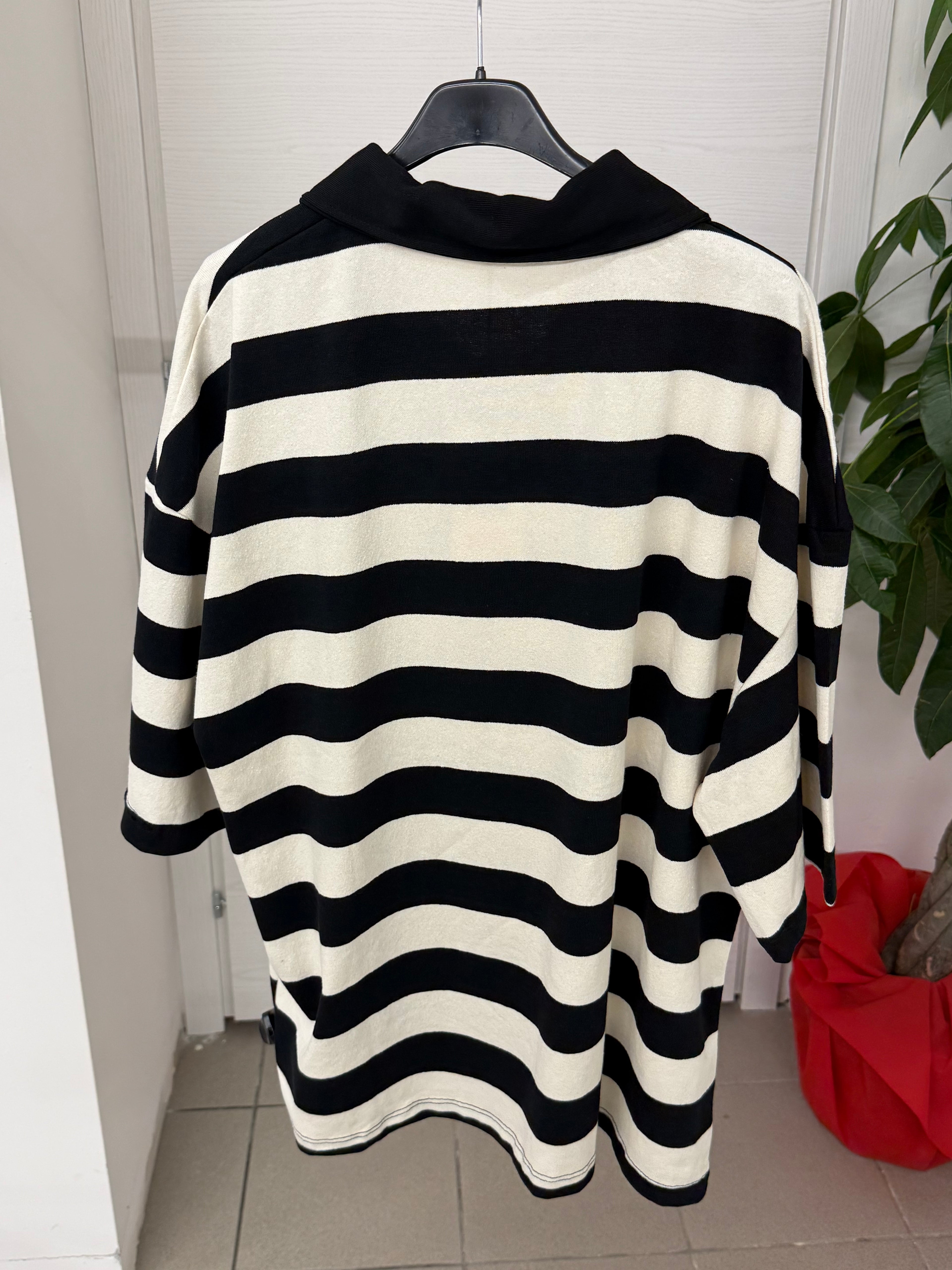 T-shirt polo in cotone over fit a righe FGD MODA