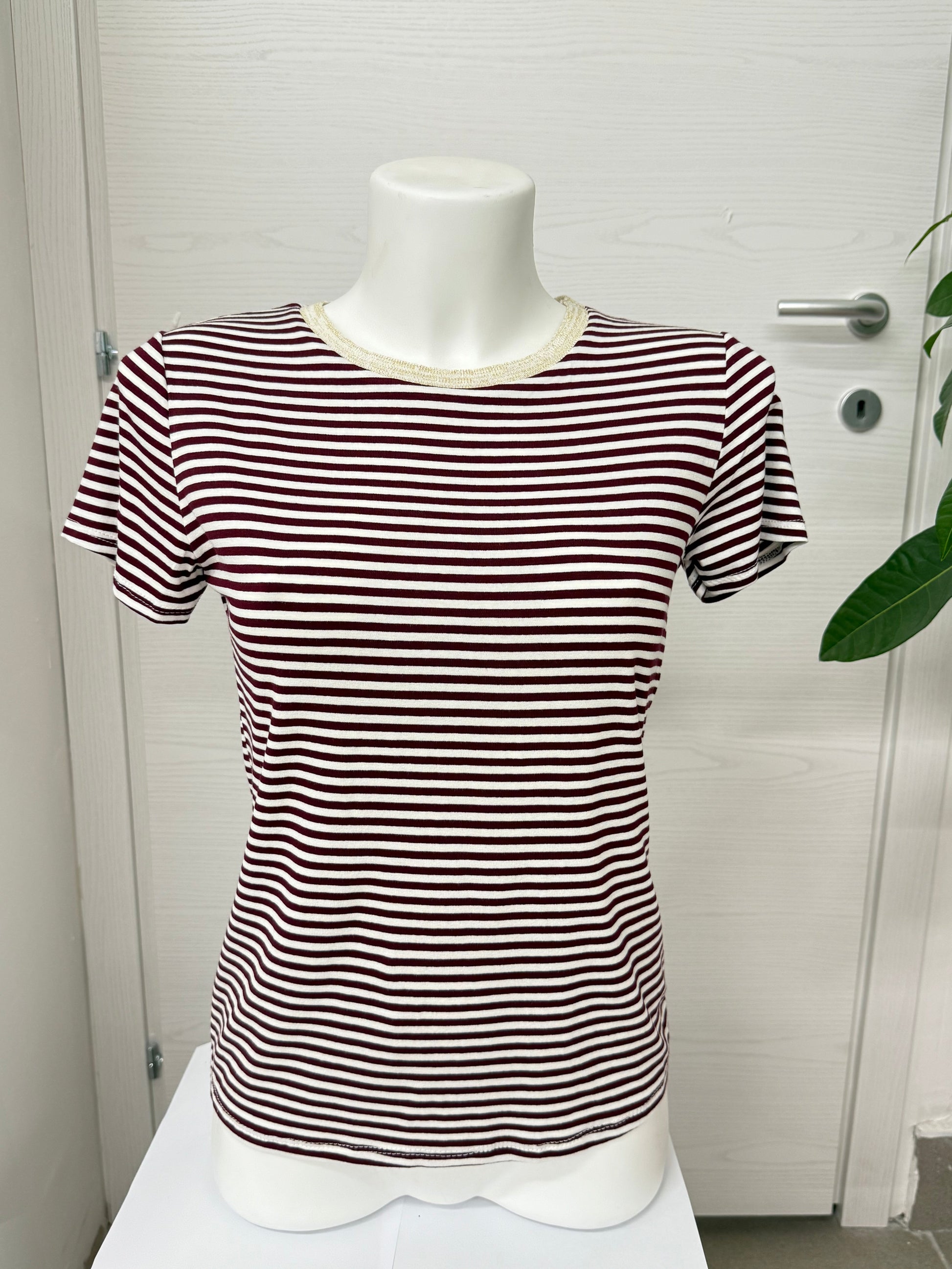 Maglietta a righe con colletto lurex FGD MODA