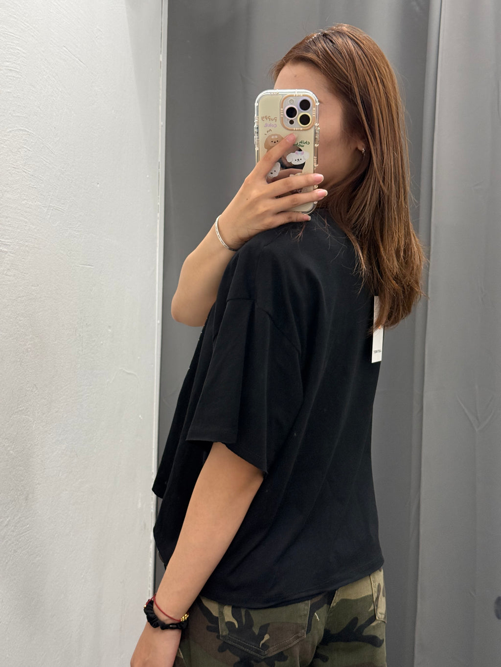 T-Shirt Crop Over Fit Con Spalle Imbottite Con Fantasia JUST WEST FGD MODA