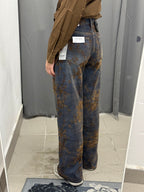 Jeans Wide Leg Con Stampe Fiorate In Velluto FGD MODA