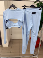 Set coordinato 3 pezzi in lycra Top, Maglietta e Leggings FGD MODA