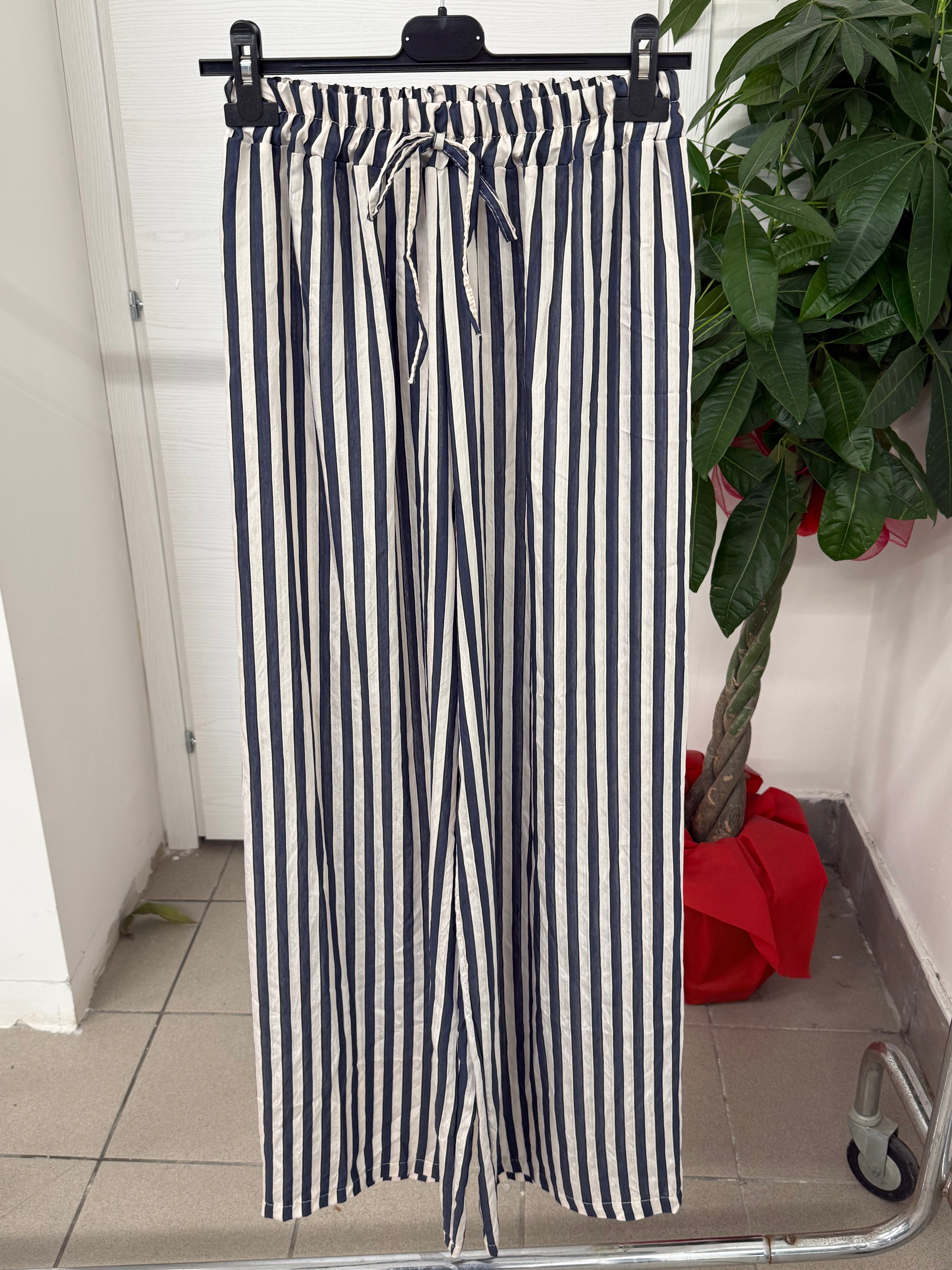Pantaloni in viscosa a palazzo a righe FGD MODA