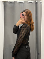 Camicia In Pizzo Semitrasparente Con Colletto E Maniche In Raso FGD MODA