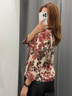 Blusa Effetto Raso A Fantasia Con Chiusura A Rocchetto FGD MODA