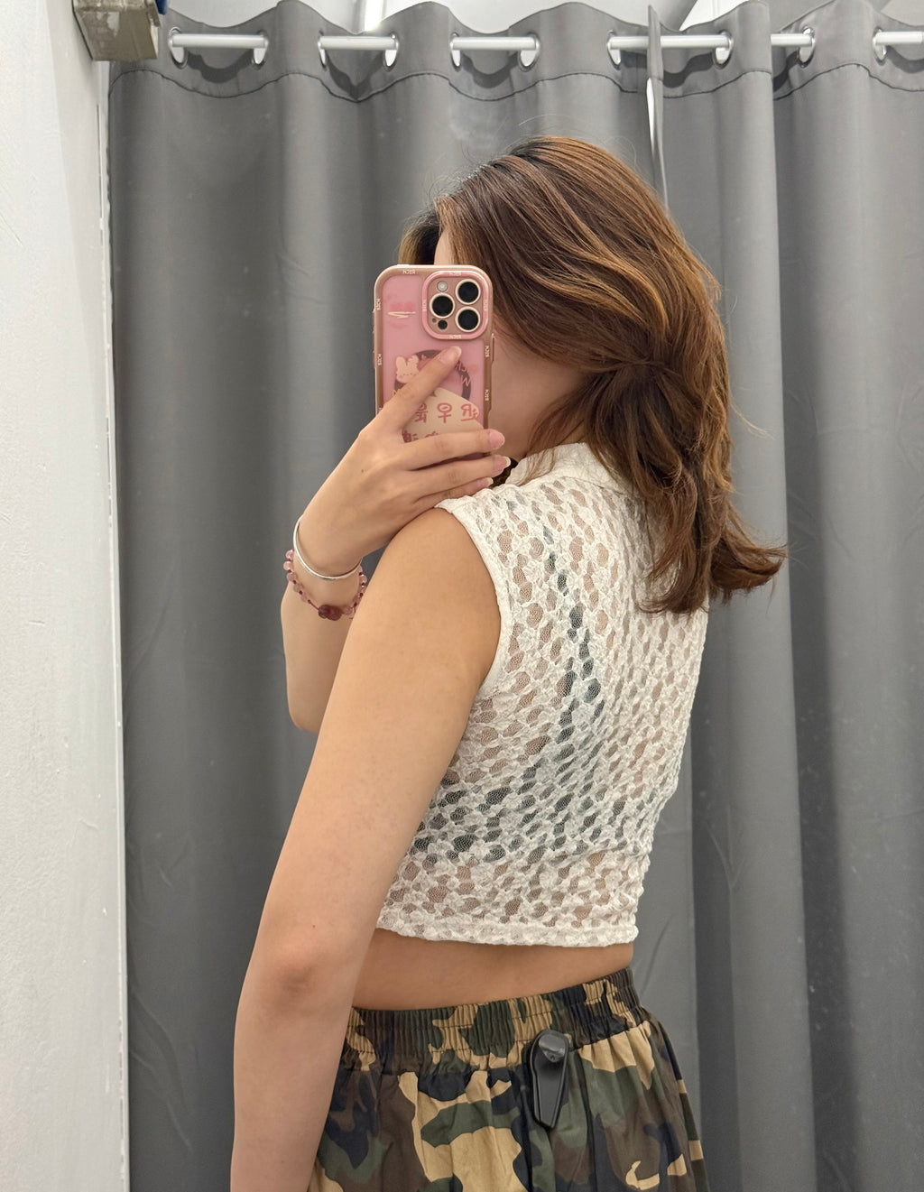 Top in pizzo con collo alla coreana FGD MODA