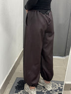 Pantaloni In Ecopelle Balloon Con Polsini FGD MODA