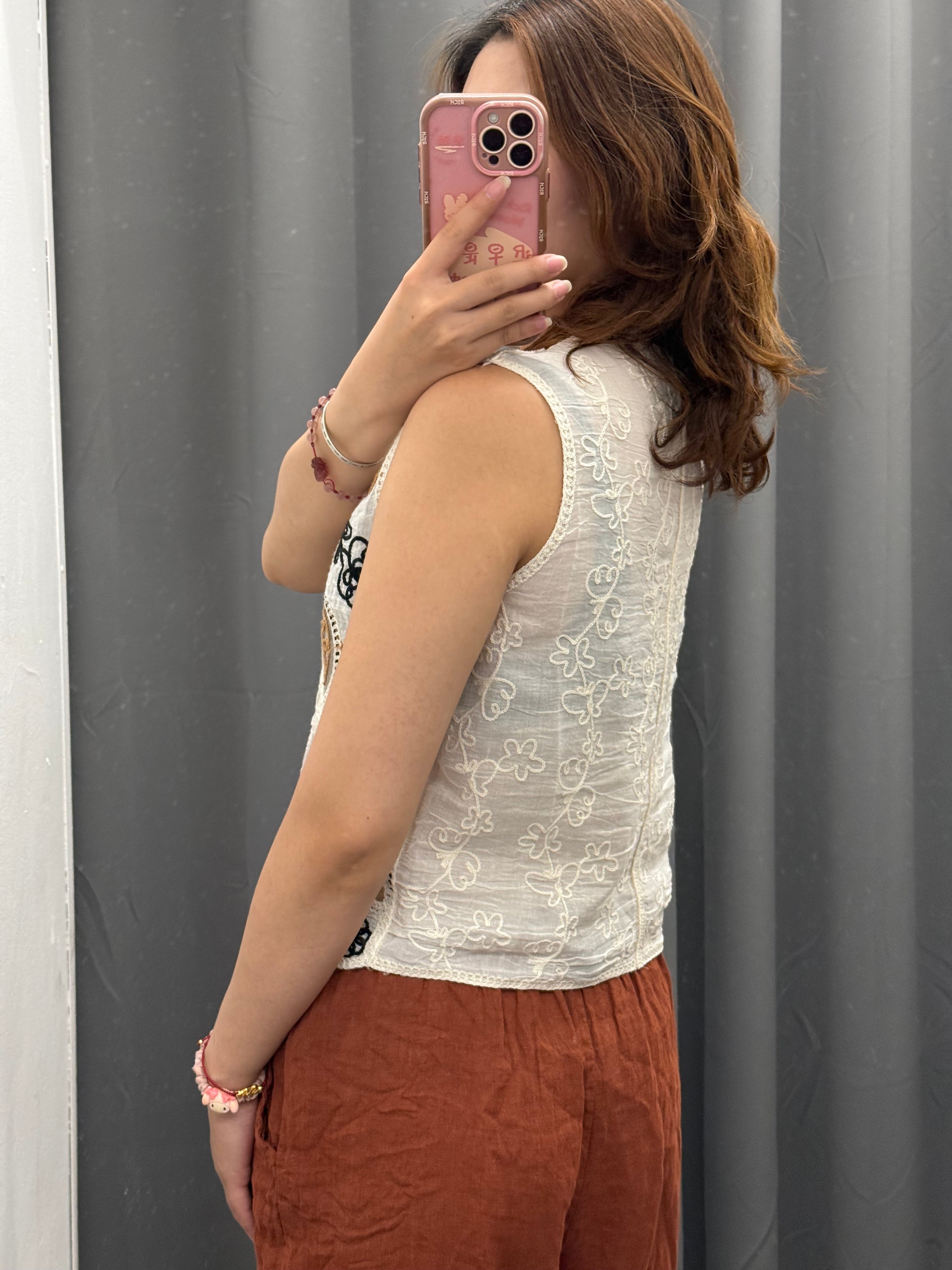 Gilet 100% cotone con ricami FGD MODA