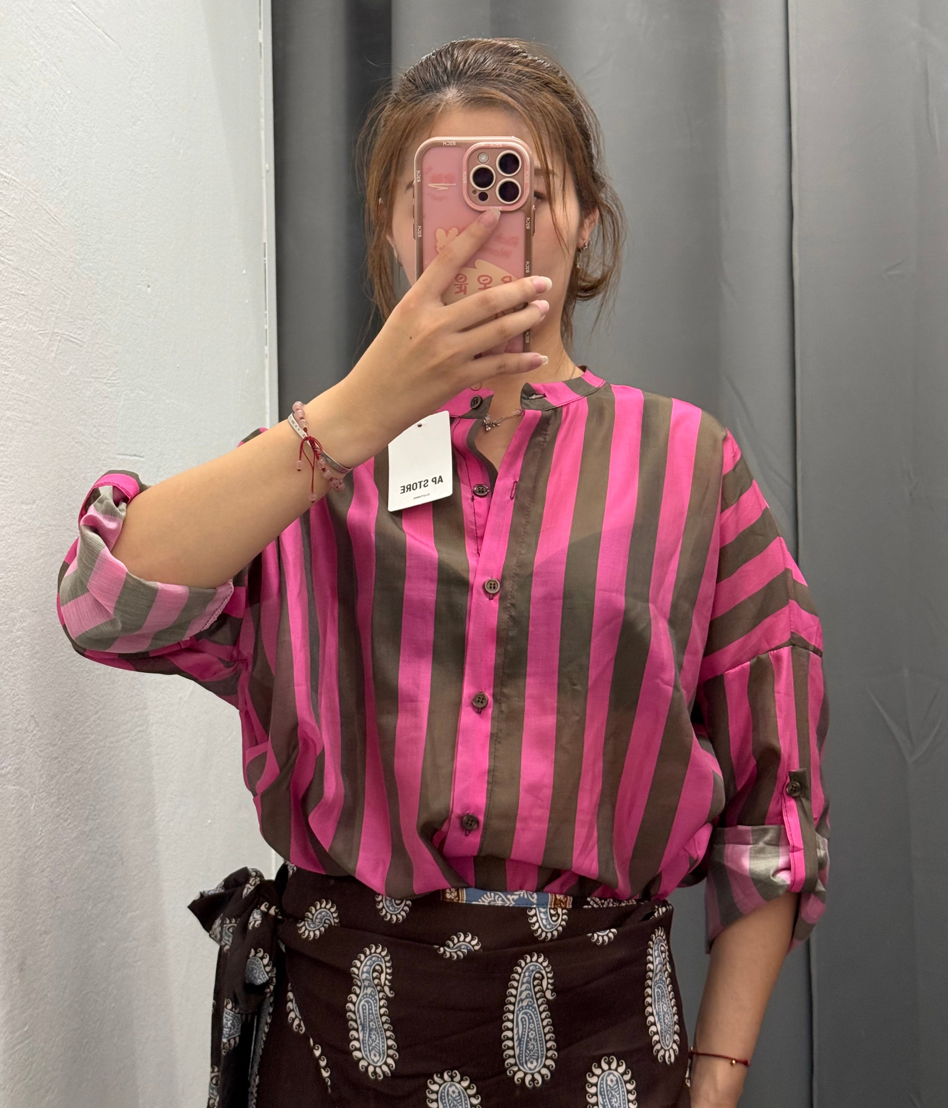 Camicia in Tencel Over Fit a Righe FGD MODA