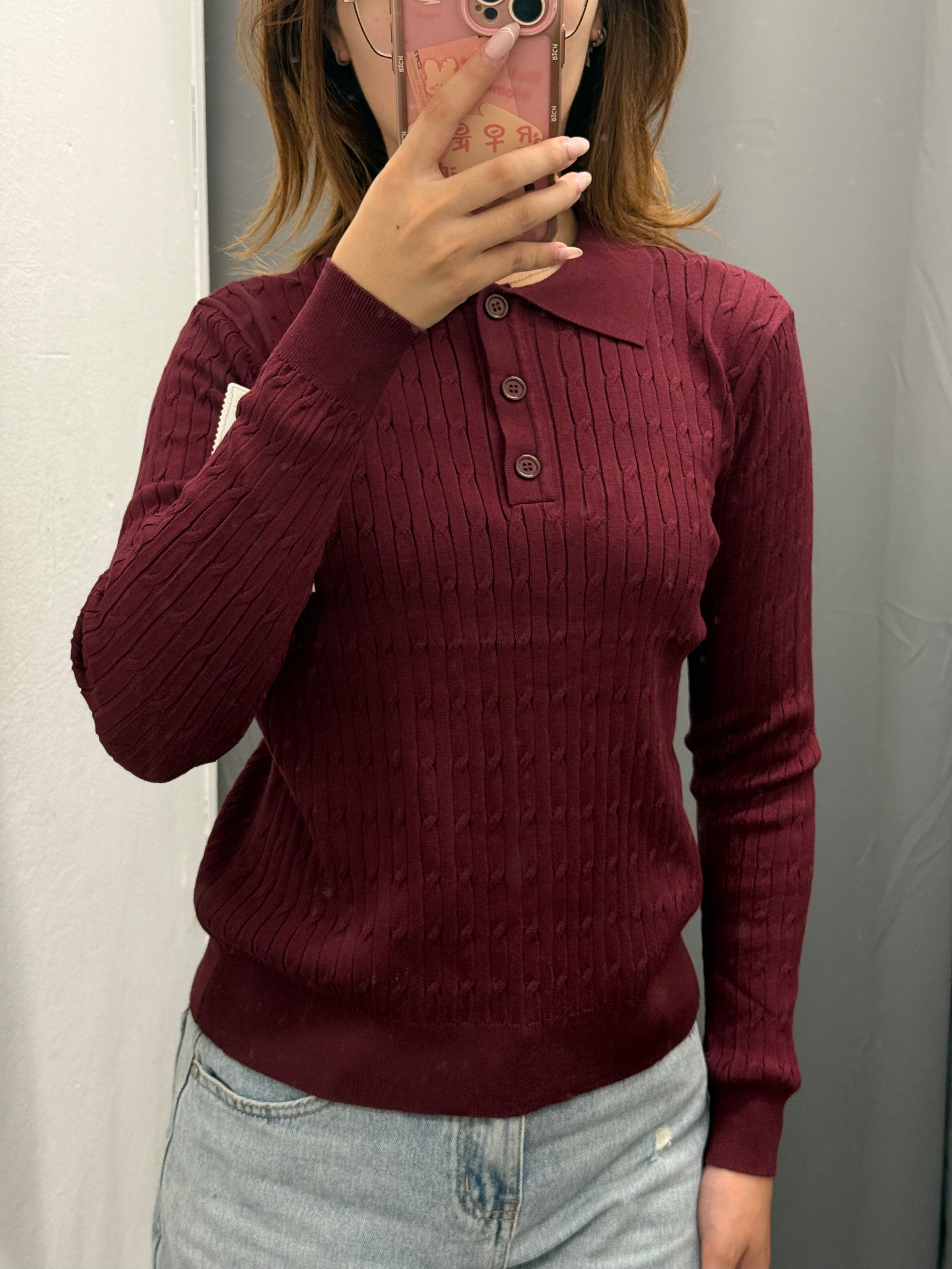 Polo Knit Tinta Unita A Intreccio FGD MODA