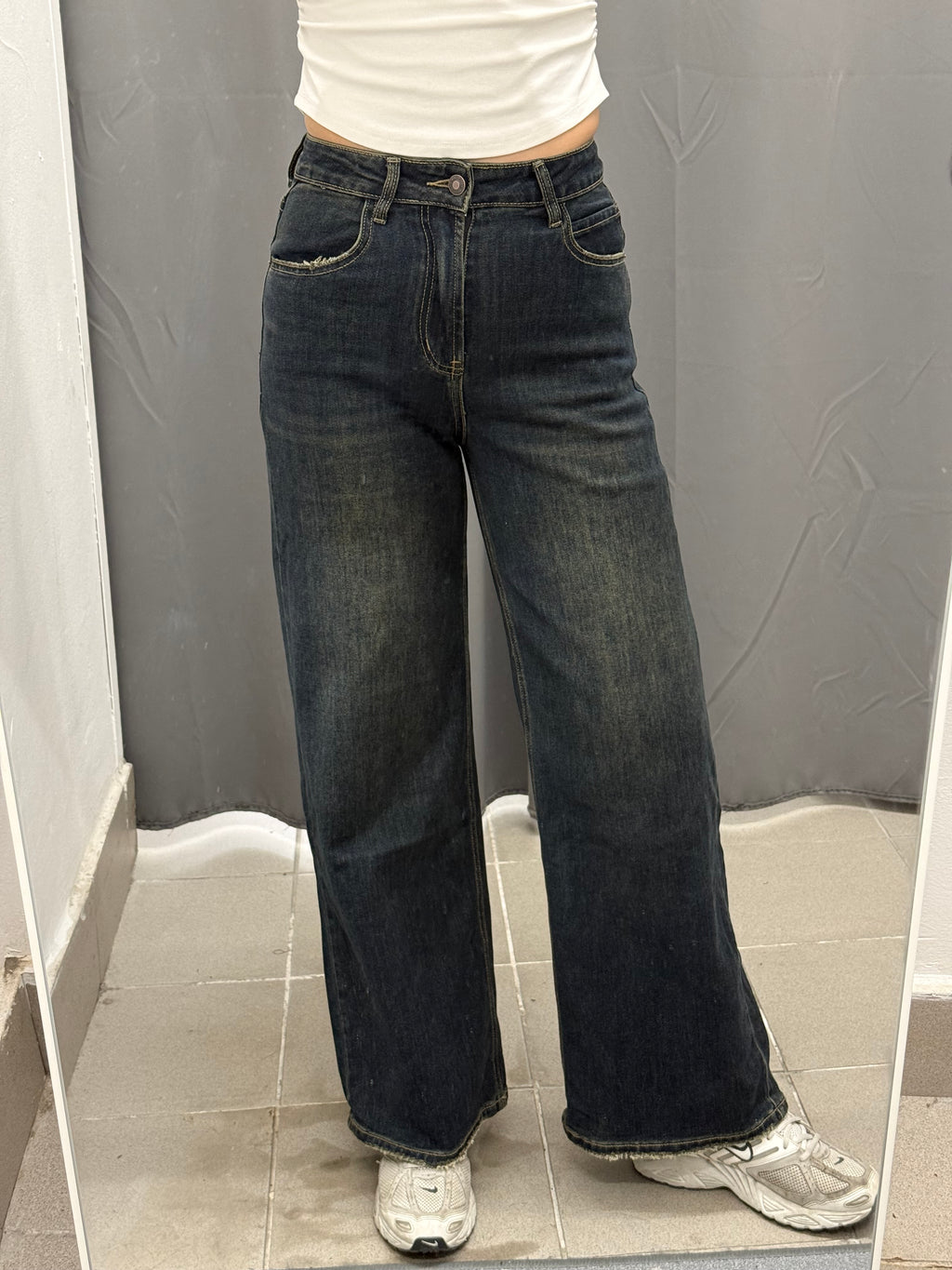 Jeans Wide Leg con Taschino Leopardato F32766 FGD MODA