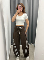 Set coordinato Top crop e Pantaloni balloon con strisce laterali FGD MODA