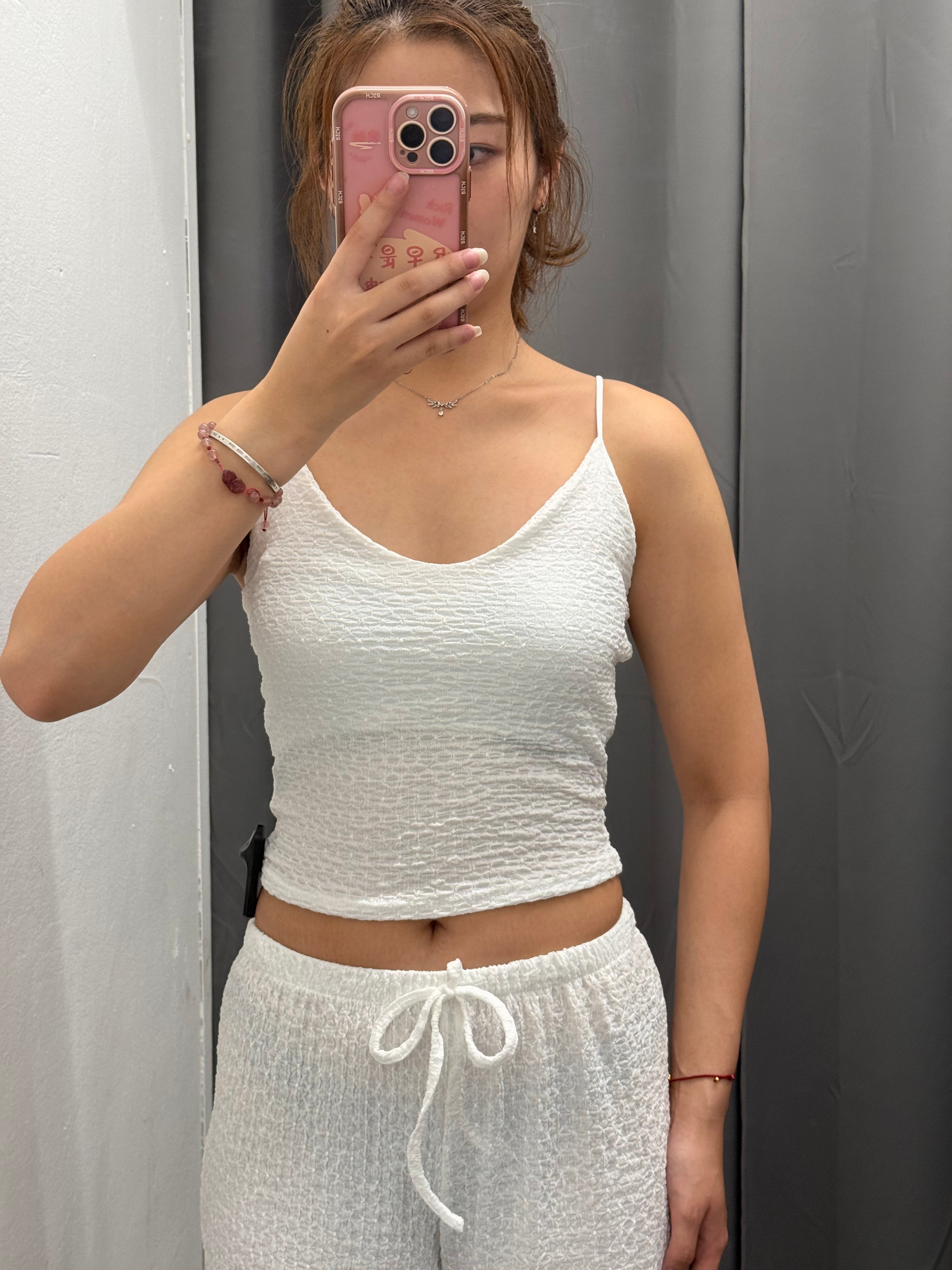 Top Crop Effetto Gofrato con Spalline Regolabili FGD MODA