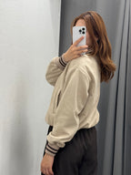 Giacca Bomber In Camoscio Con Colletto E Polsini A Righe FGD MODA