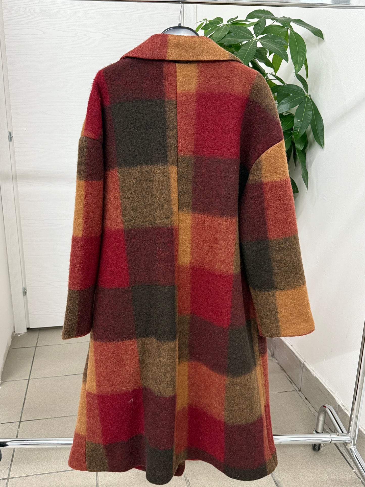 Cappotto lungo a quadri FGD MODA