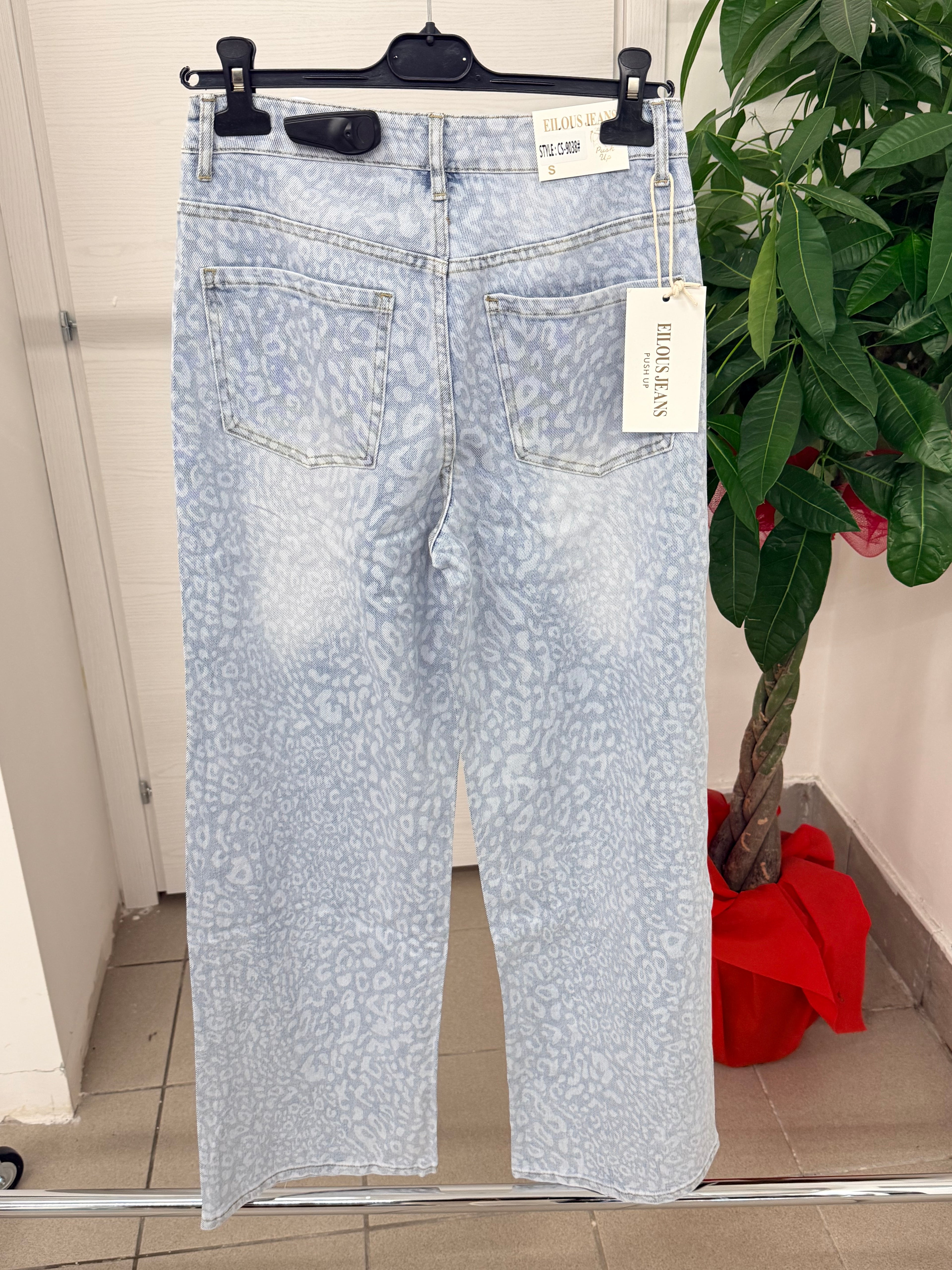 Jeans a palazzo leopardato con brillantini FGD MODA