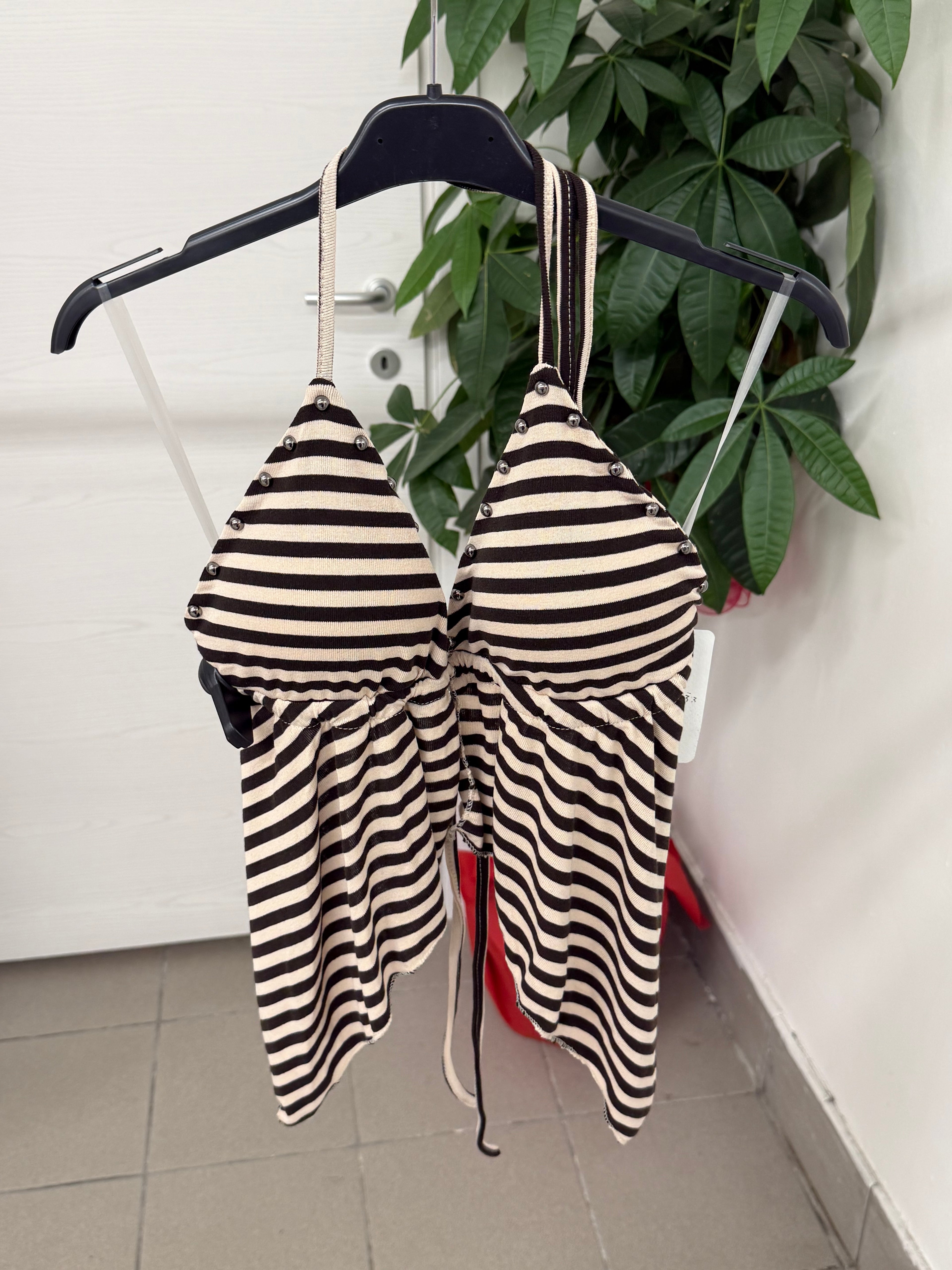 Top Backless a Righe con Borchie FGD MODA
