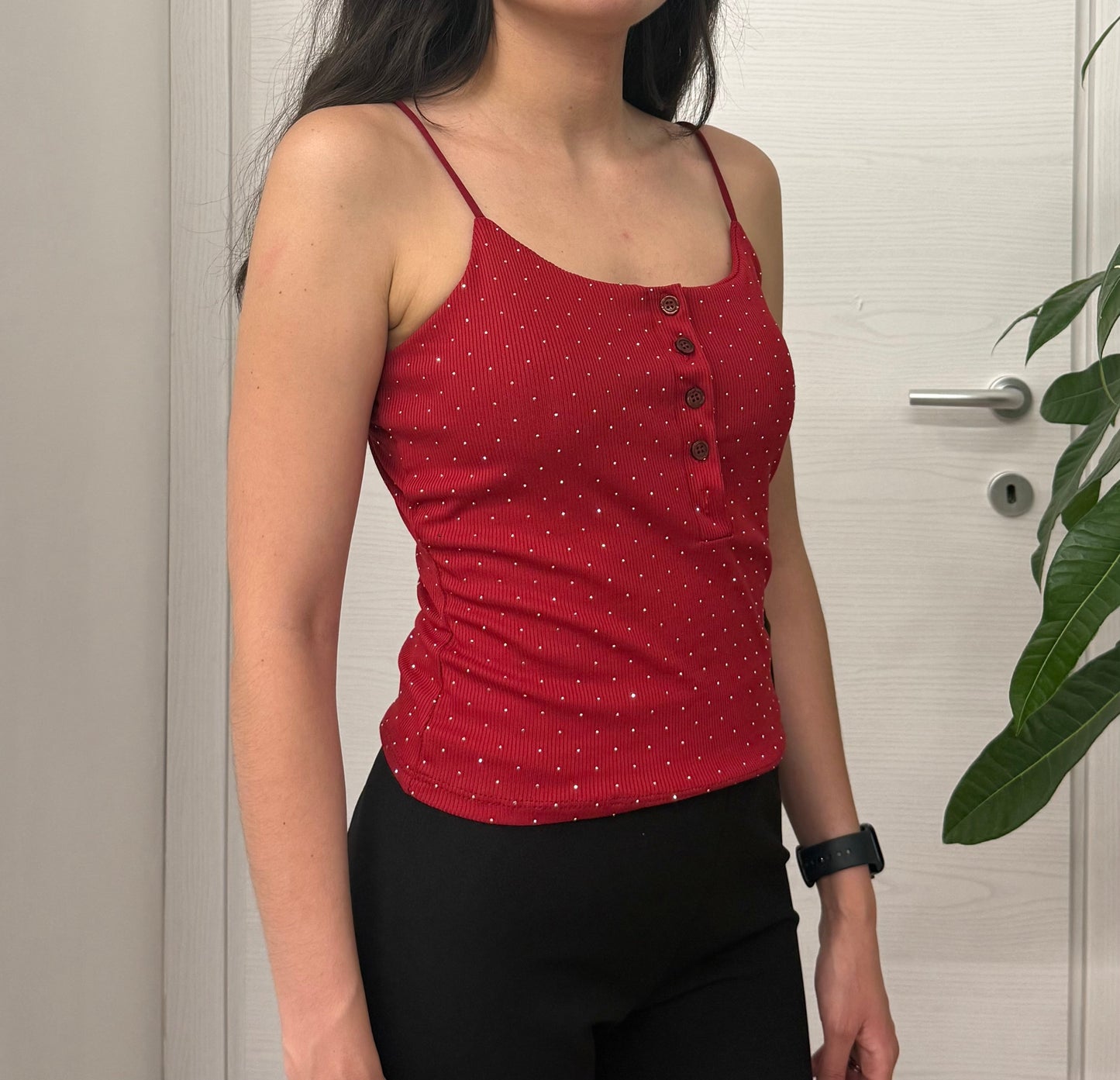 Top brillantinato con bottoni FGD MODA