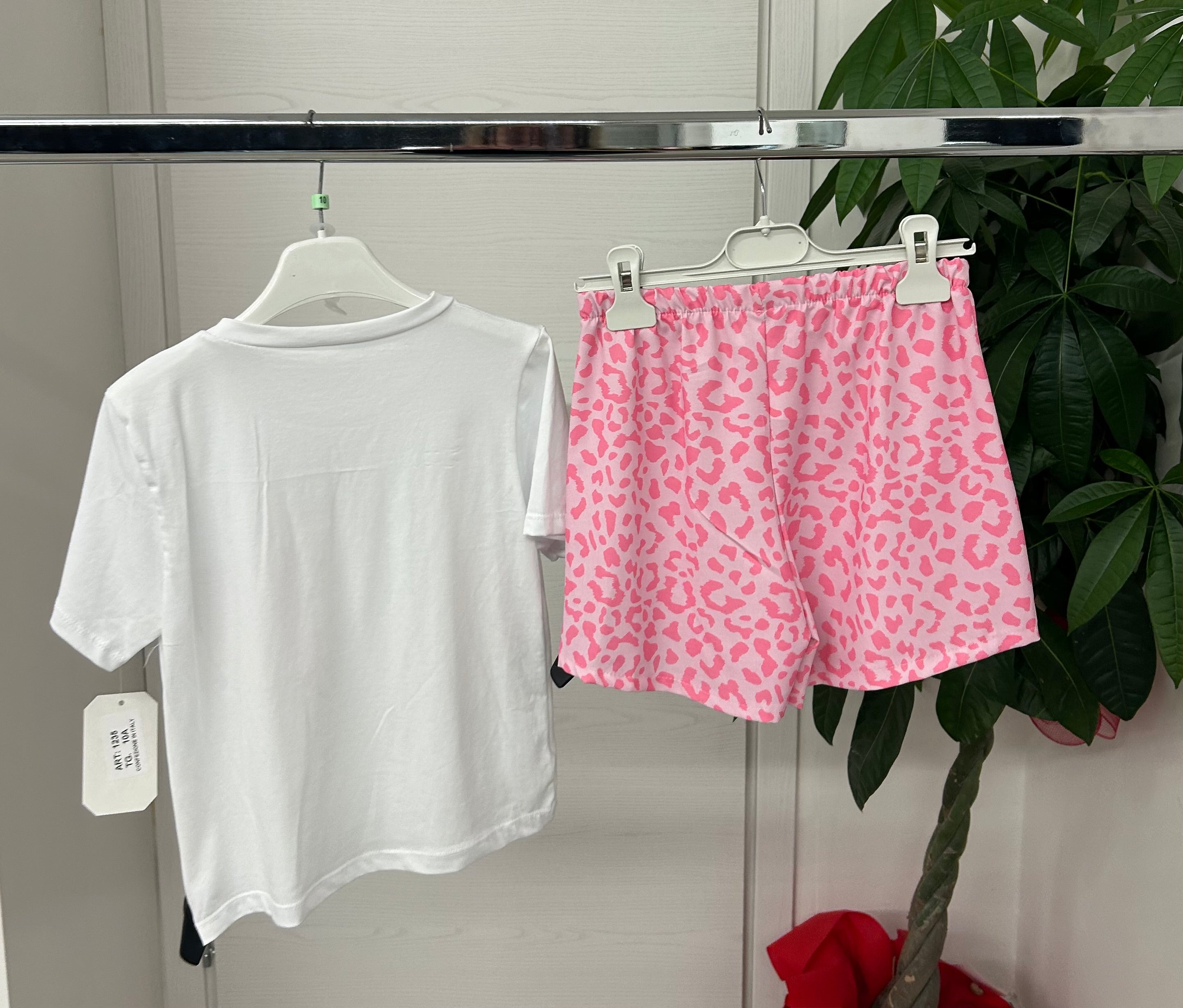 Set coordinato T-shirt e Pantaloncini leopardato FGD MODA