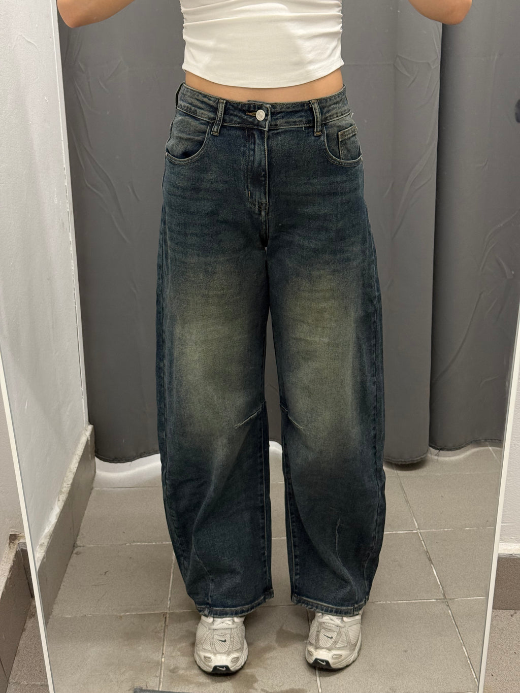 Jeans Barrel con Cuciture C2004 FGD MODA