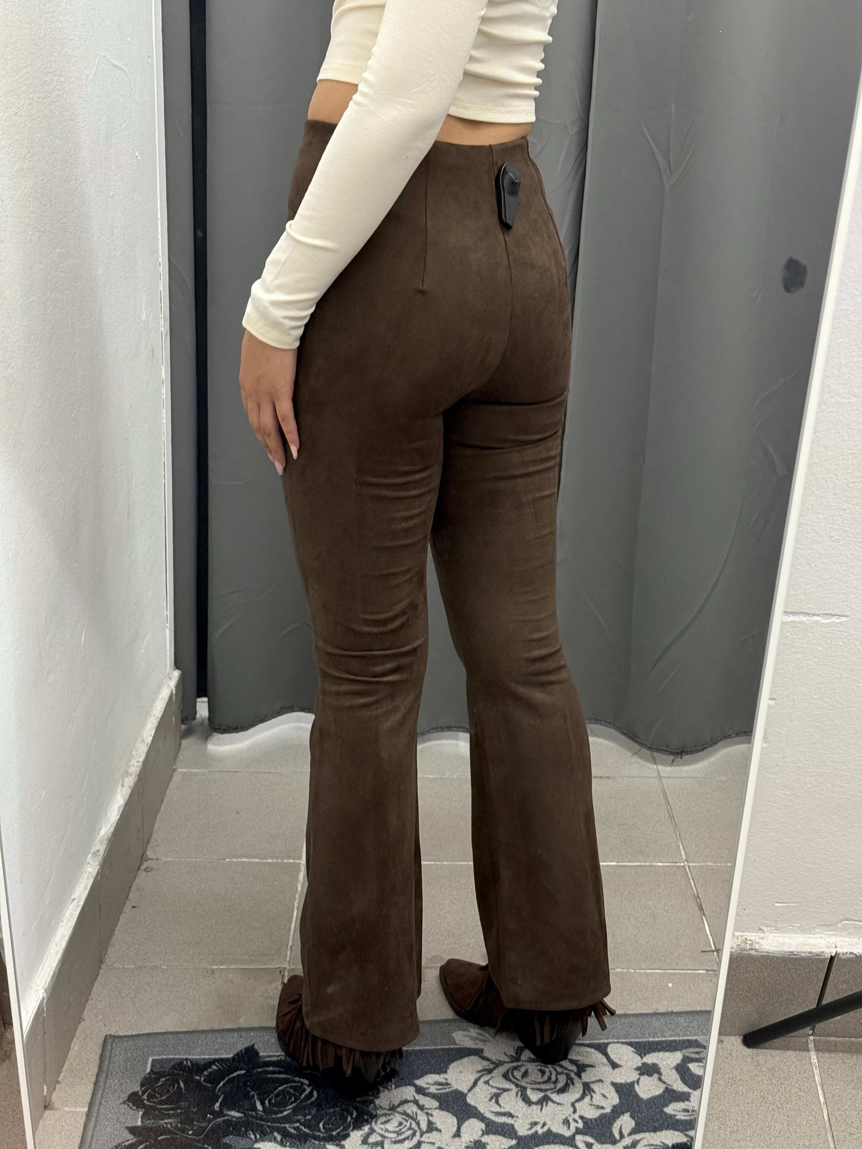 Pantaloni In Camoscio A Campana Con Zip FGD MODA