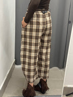 Pantaloni Barrel A Quadri Con Pence FGD MODA