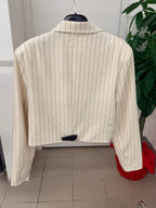 Giacca blazer crop fit a righe con spalline imbottite FGD MODA