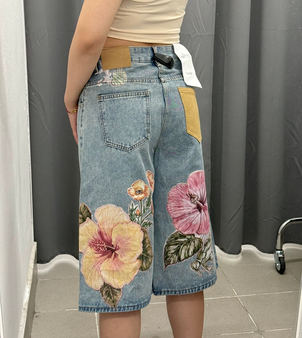 Bermuda di jeans con stampe fiorate FGD MODA