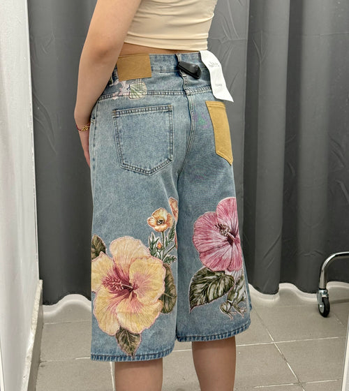 Bermuda di jeans con stampe fiorate FGD MODA