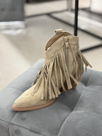 Stivali texani in camoscio con frange tacco 7cm GA059 FGD MODA