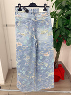 Jeans a palazzo fiorato FGD MODA